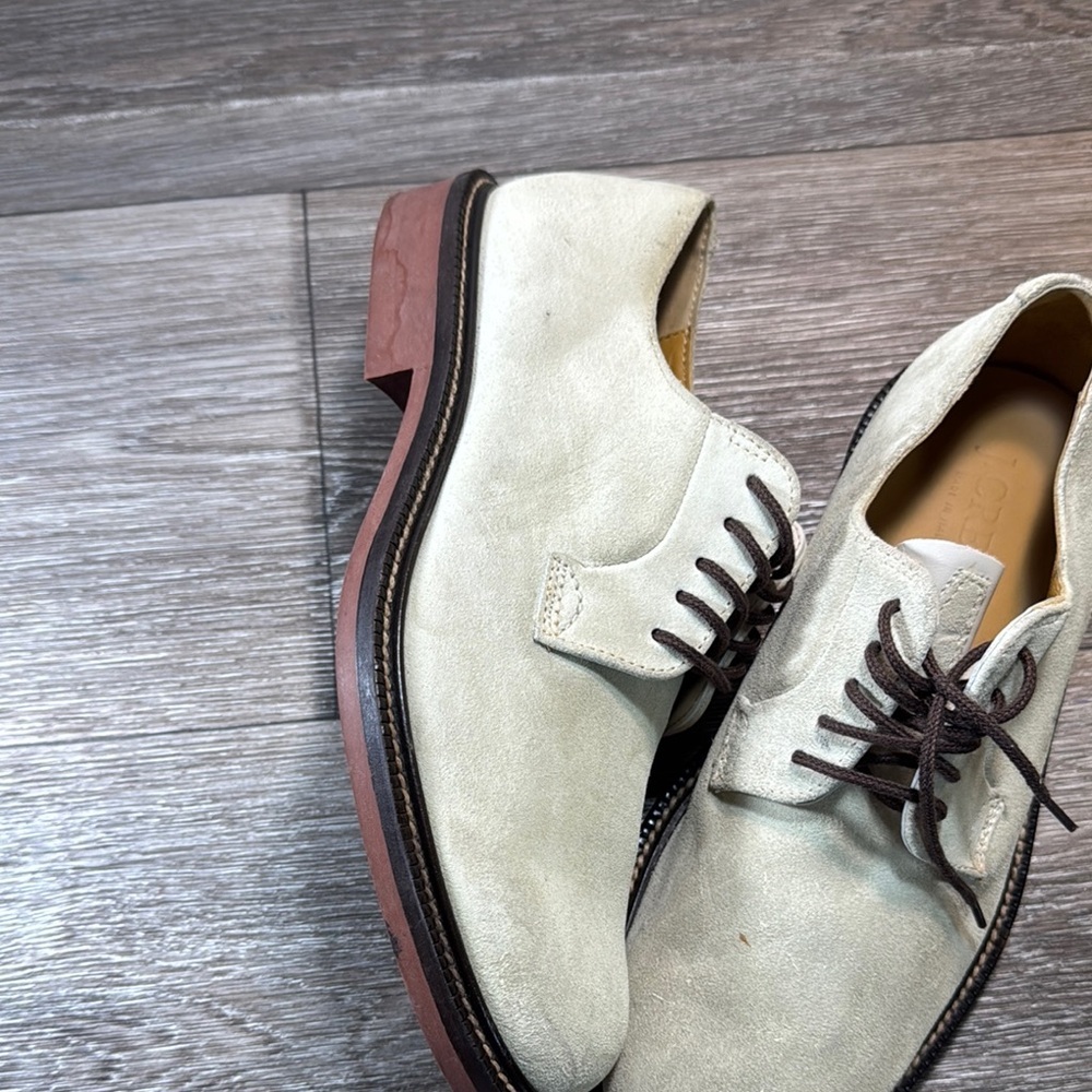 J. Crew Men's Cream Suede Oxfords size 7.5 (b235) - Picture 5 of 7